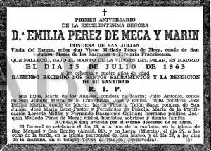 ESQUELA CONDESA SAN JULIAN 1964