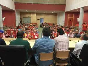 Primer acto del día #atletico en #lorca, lleno en el coloquio con Briñas, Antic @RuizAntonito y @AS_Picu