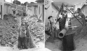 OBRAS INSTALANDO TUBERIA AGUA 1951