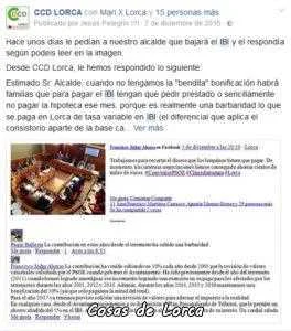 CCD LORCA, PROPUESTA BAJADA IBI AL ALCALDE DE LORCA