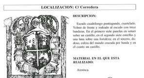 Escudo en casa de la Plaza Concordia y monumento a los caídos. COSAS DE LORCA - ESCUDO CASA PLAZA CONCORDIA