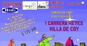 Continúan abiertas las inscripciones para participar en la I Carrera de Reyes que tendrá lugar el próximo domingo a las 11 horas en Coy.