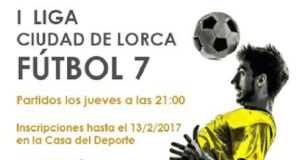 La Concejalía de Deportes organiza para esta temporada la »I Liga Ciudad de Lorca Fútbol 7» en la que pueden participar equipos formados por aficionados.