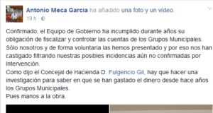 El Ayuntamiento exige a Antonio Meca que asuma su responsabilidad en vez de realizar falsas acusaciones y éste contraataca denunciando más hechos irregulares.