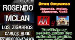 CONCURSO GANA DOS ENTRADAS GRATIS PARA VER A ROSENDO, MCLAN, LOS ZIGARROS Y VUDÚ EN PUERTO DE MAZARRÓN.