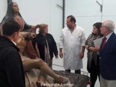 El taller municipal de conservación del patrimonio histórico inicia la reparación de la talla de la Santísima Virgen de la Piedad, del Paso Morado