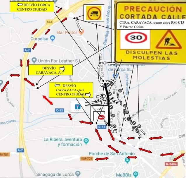 Mañana se cortará al tráfico un tramo de la carretera de Caravaca por el inicio de las obras de renovación financiadas por la CARM. 5