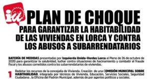 IU propondrá en el Pleno una batería de medidas para acabar con el hacinamiento en las viviendas de Lorca