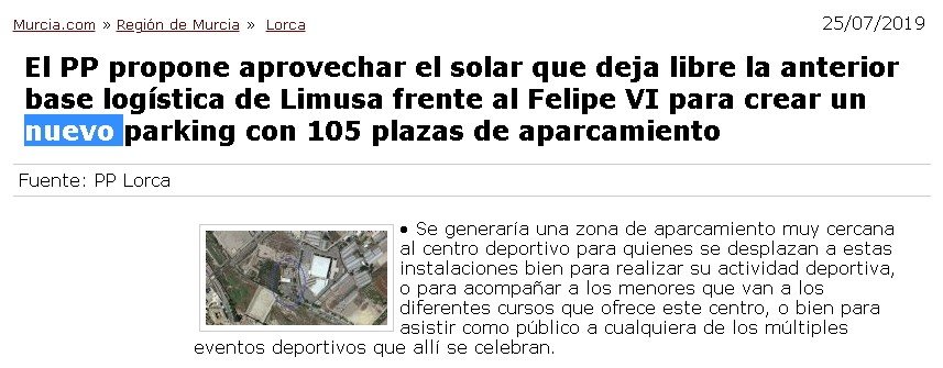 El Ayuntamiento de Lorca habilita medio centenar de plazas de aparcamiento junto al Complejo Deportivo Felipe VI para las campañas de vacunación 5