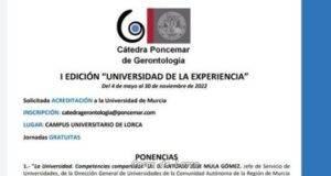 La I edición Universidad de la Experiencia continúa, este miércoles, con la ponencia sobre «El origen del Campus de Lorca» a cargo de Juan Ramón Medina Precioso