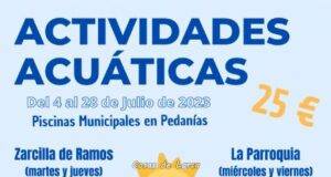 Las piscinas municipales de Zarcilla de Ramos y La Parroquia abrirán el 1 de julio y ofertarán cursos de natación y aquagym en varios niveles