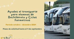 Abierto el plazo para solicitar las ayudas al transporte para alumnos de Bachillerato y Ciclos Formativos