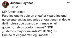 Avanza en pedanías la operación de ‘punta a punta’ con un deshollino general que friega y baldea con agua a presión los principales puntos de encuentro. SIP