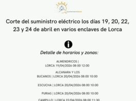 corte del suministro eléctrico los días 19, 20, 22, 23 y 24 de abril en varios enclaves de lorca