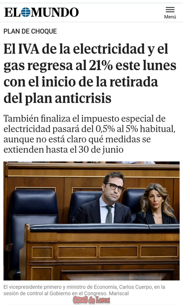 Subir el IVA de la energia es socialmente muy injusto y una canallada que afecta a los ciudadanos