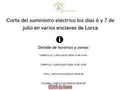 Corte del suministro eléctrico los días 6 y 7 de julio en varios enclaves de Lorca img 20260703 wa0007